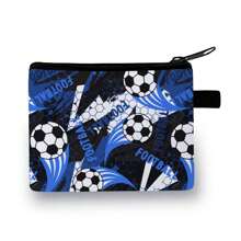 Coin Purse In Colourful-Red/Blue/Black Festive Football Dinosaur Printed Coin Purse - Casual Style, Polyester Material
