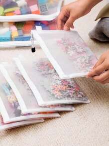 5pcs/1pc Mesh Storage Bags (L/M/S) Sorting & Organizing Mesh Bag Large Capacity Handmade Small Items Set Transparent Mesh File Folder Bag Mesh Zipper File Folder Bag A4 A5 A6 Pencil Bag Receipt Office File Makeup Bag Storage Bag,Boho Vibes