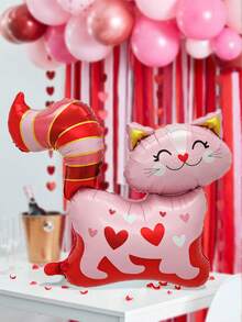1 个可爱的粉色猫形铝箔气球，非常适合庆祝情人节、生日、婚礼和新年返校情人节等特殊场合