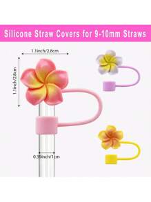 5PCS/6PCS 10mm/0.4in 彩色硅胶吸管盖 适用于 30/40 盎司带手柄玻璃杯的配件，Love Shack 花式吸管杯盖，花式吸管盖（情人节）假期，可重复使用的杯子吸管盖 - 彩色 - 查看 9