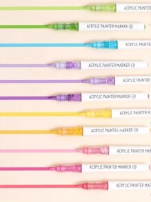 240/171/126色软头液体丙烯马克笔，学生艺术专业绘画填充彩色笔，DIY涂鸦绘画肤色马克笔，防水可堆叠丙烯马克笔，适用于木材/石头/玻璃 - 彩色 - 查看 7