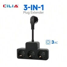 CILIA CILIA 1/2pcs Plug Power Strip , Power Extender , 3-IN-1 Outlet Adapter , With 10 CM Extension Cord , Simple And Portable For Home, Office, Industry, White/Black