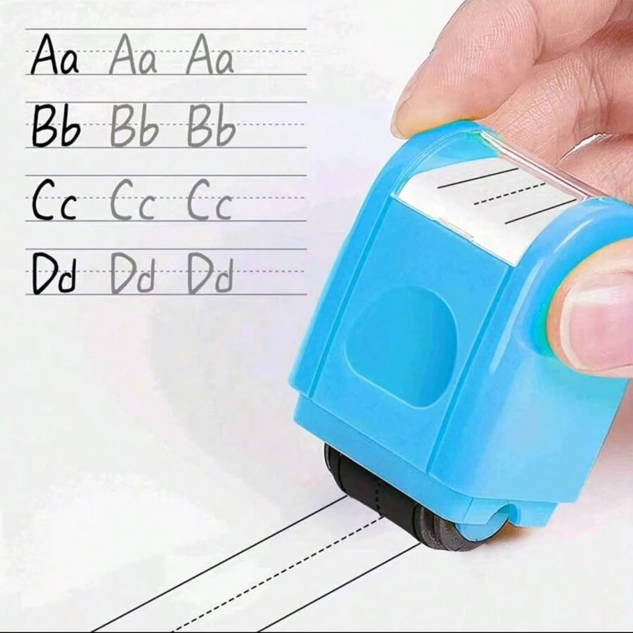 1pc Rolling Stamp With Handwritten English Lines, Children English Teaching Tool For Notebook Lining And Handwriting Practice, Christmas Gift - Multicolor - View 1