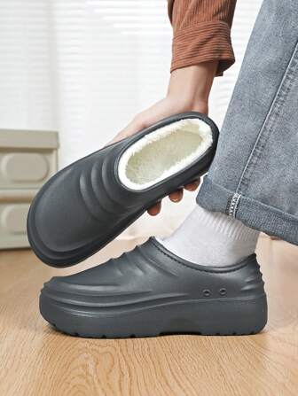 Men's Winter Thermal Lined Anti-Slip Chef Shoes, Soft Bottom Work Shoes Slip-On
