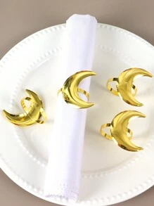 2/4/6 Stück, Stern Mond Servietten-Ring Kombinationsset, Al-Adha Servietten-Clips zum Dekorieren des Esstisches, goldener Mond Serviettenhalter