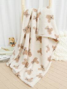 momscare 1 pieza Manta de envolvimiento con diseño de oso pequeño, toalla de baño suave para bebé, manta para cochecito, adecuada para dar regalos dulces y cálidos a cada niño, apropiada para uso familiar y de viaje, regalo del Día de San Valentín
