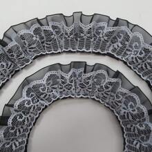 Pleated Organza Lace Edge Trim Ribbon 4 CM Wide Assorted Colors Trimming Ruffle Fabric Embroidered Sewing Craft Wedding Bridal Dress Party Decoration Clothes Embellishment