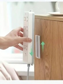 10 Packs Of Premium Adhesive Socket Holders - Easy Self-Adhesive Desktop Fixers For Cable Management - Slide-In Power Strip Holders With Strong Grip And Compact Design For Organized Workspace