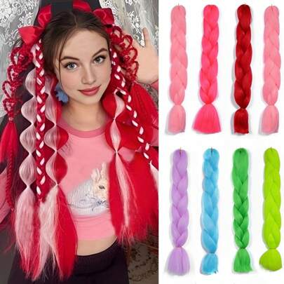 Tóc giả bện khổng lồ nhiều màu sắc, phù hợp với kiểu tóc móc, bện hộp và các kiểu tóc bện khác, lý tưởng cho bé gái, dịp Giáng sinh, tiệc tùng, lễ hội, ngày Thánh Patrick và Halloween.