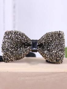 1pc Bow Tie With Crystal & Rhinestone Decor For Men, Wedding, Party, Banquet Accessories