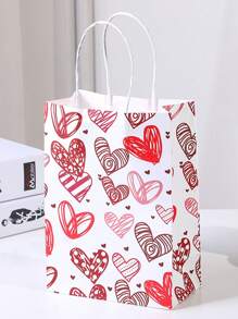 16/8pcs Wedding Season Gift Bags, Heart Decor Handled Bags, Gift Wrap Bags, Present Bags, Souvenir Paper Bags, DIY Packaging Bags, Wedding Favor Bags, Romantic Confession Gift Bags, Romantic Love, Surprise Gift Bags
