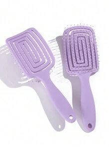 1 pieza Peine de plástico con forma de onda púrpura, con dientes flexibles y anchos, para peinar el cabello húmedo/seco, dar volumen y desenredar, esencial para volver al colegio, viajes y vacaciones, accesorio para el cabello para mujeres