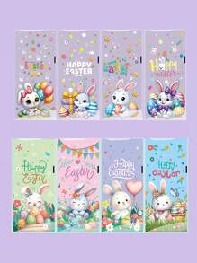 4pcs Easter Holiday Gift Bags OPP Plain Bags With Rabbit & Eggs Pattern, Candy Gifts Baking Packaging Bags Easter Easter Decorations Easter Decor Easter Gifts Easter Bags