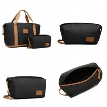 Borsone Espandibile Impermeabile da 36L con Beauty Case per Uomini e Donne Borsa da Palestra per il Weekend Set di Due Pezzi Bagaglio a Mano con Separazione Asciutto/Bagnato Resistente all'Acqua - Nero-1 - Visualizzare 4