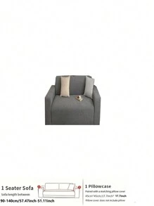 1pc Geometric Line Jacquard Plush Sofa Cover, Simple Elastic One-Piece Sofa Slipcover, Pet Friendly Non-Slip Washable, 4-Season Use Full Coverage Sofa Protector, With 1pc 45*45cm Pillow Case Included - Dark Gray - View 13