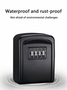 Metal Code Box Explosion-Proof Waterproof And Dustproof Small Household Valuables Safe Wall Door Dual-Purpose Code Box Black