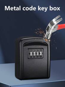 Metal Code Box Explosion-Proof Waterproof And Dustproof Small Household Valuables Safe Wall Door Dual-Purpose Code Box Black