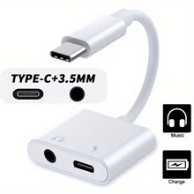2-In-1 USB-C To Type-C + 3.5mm/Type-C Wired Adapter, Type-C Audio Cable Adapter Charging Adapter, Compatible With IPhone 17 16 15 Pro Max Plus, S25/S24/S23, - White - View 12