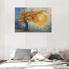 1pc Tree Of Life Autumn Wall Art Fall Abstract Texture Tree Picture Canvas Wall Decor Nature Oil Painting Modern Home Artwork Decorative Canvas Print Decorative Art Painting Beautiful Decorative Gift For Home Living Room Kitchen Dining Room Office Bedroom Bathroom Decor, Framed And Ready To Hang.