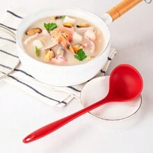 1 Cuchara de silicona de una sola pieza resistente a altas temperaturas para sopa, antiadherente, disponible en stock