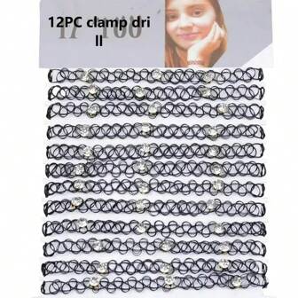 12 件/包时尚弹力颈链，带多色鱼线纹身图案