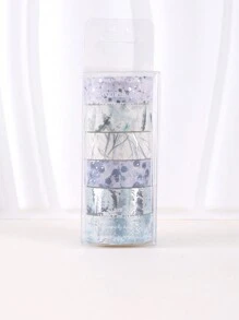 6rolls/Box Blanched Silver Washi Tape With Winter Colour Aesthetics,Creative Exquisite Handmade Art DIY Decorative Sticker Material Tape Set ,Scrapbooking Supplies Washi Tape Adhesive(0.59*78.74in) Back To School