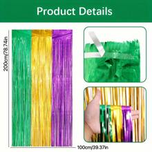 1 pieza Cortina de ventana con rayas de colores del arcoíris, cortina de fondo para decoración de fiesta de carnaval, adecuada para boda, baby shower, propuesta, graduación, Navidad, Año Nuevo - Multicolor - Ver 3