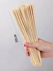 60pcs/30cm烧烤竹签 适用于烤肉串，火锅，烤肉，小吃，居家，户外，夜市，小吃店，烧烤店 10pcs/包，30pcs/捆