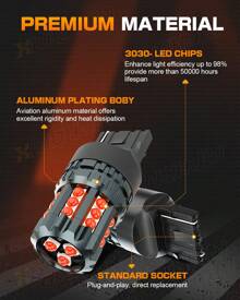 XWQHJW 2x XWQHJW 7443 7440 Brake Tail Stop Light Red Flash Strobe Blinking LED Bulbs US