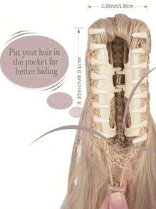 Drawstring Ponytail Extension, 18 Inch Long Wavy Ponytail Hair Extensions For Women Synthetic Clip In Pony Tails Hairpieces Girls Daily Party Halloween - Multicolor - View 4