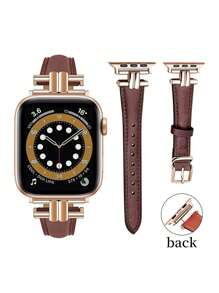 1pc Watch Bands, Made Of Ultra Soft Genuine Leather With Rose Gold Metal Decor, Suitable For Ultra 3 2 1 Series 10 SE S9/8/7/6/5/4/3/2/1 Watches, 38mm 40mm 41mm 42mm 44mm 45mm 49mm 46mm Smartwatch Accessories