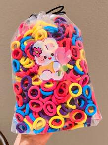 300 Pcs/Bag Children Cute Cartoon Elastic Hair Bands Baby Girls Lovely Srunchies Rubber Bands Kid Hair Accessories Set,Bag Only Show OPP Bag Packing - Multicolor - View 6