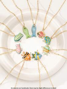 1 pièce Collier d'été délicat avec pendentif poisson mignon fait main pour femmes (la forme et la couleur peuvent varier)