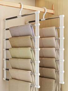 1pc Space-Saving Foldable Pants Rack Multi-Functional Pants Hanger Ladder Hanging Pants Folding Pants Hanger Stainless Steel Pants Hanging Pants Clip Multi-Layer Non-Marking Storage Hanging Pants Changeableness Steel Trouser Organizer, Suitable For Jeans, Leggings And Pants Dress Pants Shoes Jeans Boots Skirt,Spring,Minimalist,Summer Tops