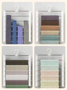 1pc Space-Saving Foldable Pants Rack Multi-Functional Pants Hanger Ladder Hanging Pants Folding Pants Hanger Stainless Steel Pants Hanging Pants Clip Multi-Layer Non-Marking Storage Hanging Pants Changeableness Steel Trouser Organizer, Suitable For Jeans, Leggings And Pants Dress Pants Shoes Jeans Boots Skirt,Spring,Minimalist,Summer Tops