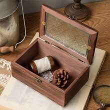 Gabinete de exhibición de madera retro, bandeja de joyería y cosméticos con cajones, caja de almacenamiento de escritorio estilo nórdico para el desorden