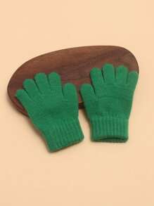 Children's Solid Color Five Finger Knitted Gloves, Warm & Comfortable For Autumn/Winter
