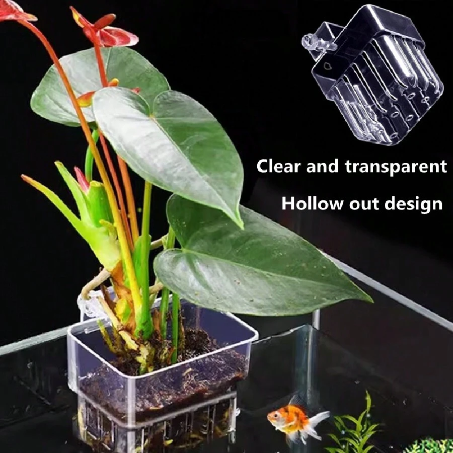 Aquarium Plant Holder Cup, Wall-Mounted Fish Tank Aquatic Plant Planter Cup, Easy To Install For Submerged And Floating Aquatic Plants Decoration