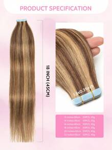 Extensiones de cabello natural Remy de calidad premium con cinta adhesiva, color natural, tejido liso, extensiones con cinta adhesiva doble cara, extensiones de cabello invisible con cinta adhesiva, 20 piezas