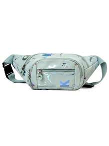 1pc Fashion Colorful Nylon Zipper Closure Casual Versatile Multi-Pocket Fanny Pack/Chest Bag/Shoulder Bag, Suitable For Daily Outing, Holiday, Travel, Random Print Design
