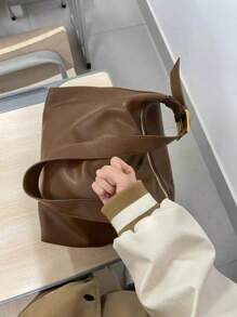 Coreano Outono/Inverno Nova Moda Casual Versátil Cor Sólida Altamente Atraente Bolsa Tote, Adequada para Trabalho, Deslocamento, Compras, Viagens, Aulas, Bolsa de Ombro Bolsa Tote