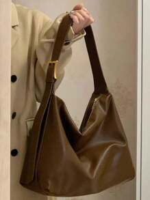 Coreano Outono/Inverno Nova Moda Casual Versátil Cor Sólida Altamente Atraente Bolsa Tote, Adequada para Trabalho, Deslocamento, Compras, Viagens, Aulas, Bolsa de Ombro Bolsa Tote