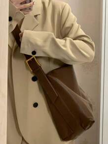 Coreano Outono/Inverno Nova Moda Casual Versátil Cor Sólida Altamente Atraente Bolsa Tote, Adequada para Trabalho, Deslocamento, Compras, Viagens, Aulas, Bolsa de Ombro Bolsa Tote