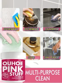 1 Caixa, 1 Pote de Limpador Desengordurante Concentrado, Pasta de Limpeza Suave Multiuso para Cozinha, Banheiro, Casa e Artigos Domésticos. Desengordurante Forte