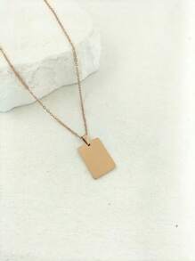 1pc Custom Text Square Tag Necklace Fashion Simple Stainless Steel Smooth Carved Pendant Necklace Personalized Stainless Steel Couples Gift Gold,Silver Stylish,Fall Fashion,Vintage,Unisex,Simple,Casual,Hipster,Goth,Punk Custom,Personalized,Unique Ideal Gifts For Her Her,Boyfriend,Girlfriend,Dad,Mom,Family,Friends,Pets,Son,Daughter,Grandparents For Anniversaries,For Valentine's Day,For Mother's Day,For Birthdays,For Graduation,For Father's Day,For Weddings,For Daily Wear,For Party,For Prom,New Year Glamour - Multicolor - View 8