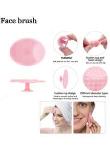 5/2 PCS Face Cleansing Brushes Set - Handheld Elliptical Facial Cleansing Brush (With Shampoo Massager Brush), Gentle Exfoliating & Massaging Facial Cleaning Brush, Skin Care Tools, Travel Kit, Christmas Gifts, Christmas Party, Face Washing, Cleansing - Multicolor - View 6