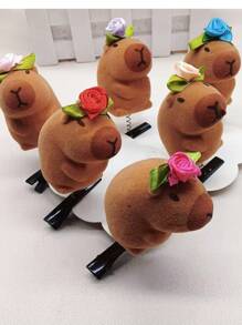 2 piezas Pinza para el cabello de mujer con diseño de Capibara de primavera (sin tarjeta de papel) linda para fiesta - Pato - Ver 6