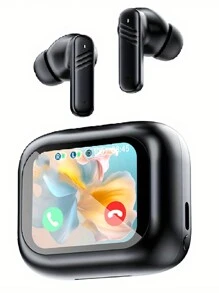 Touch Screen Earbuds, Wireless Earbuds Smart Screen, Active Noise Cancelling Earbuds, TWS Bluetooth Earbuds Sports Waterproof Headphones (Black) - 黑色 - 查看 1