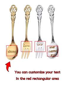 Customization 2 Pieces Set Of Stainless Steel Tableware With Custom Name Carving, Fork And Spoon, Exquisite Gift Box Packaging, Suitable For Christmas, Thanksgiving, New Year And Valentine's Day Gifts - Multicolor - View 1