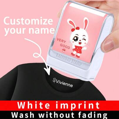 1 pieza Sello con estampado blanco, sello de nombre personalizado para ropa, fácil de aplicar - Ideal para agregar nombres a prendas, papel y accesorios. Sellos personalizados para empresas, regalos de Navidad, regalos personalizados para mujeres/hombres. Regalos ideales para él, ella, novio, novia, amigos, familia, niños, trabajadores para aniversarios, cumpleaños, bodas, Navidad, otoño, escuela, negocio/trabajo/oficina, vuelta a la escuela, útiles escolares.
